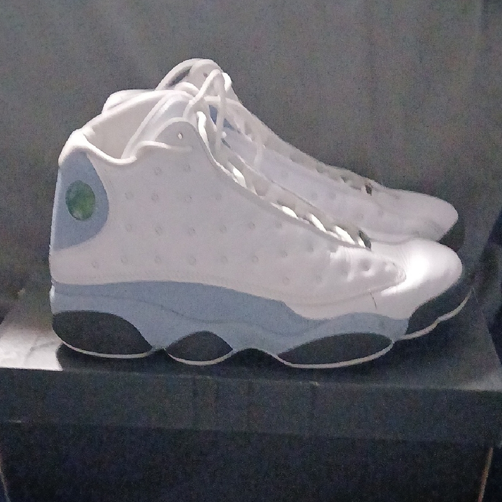 White and Blue High-Top Sneakers
